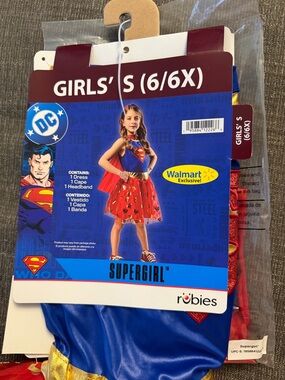 Robies Supergirl Girls' Costume - Blue and Red (6/6X)